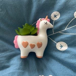 Unicorn Faux Succulent Planter